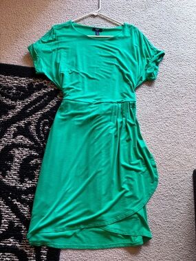 Chaps Green Draped Tulip Midi Dress